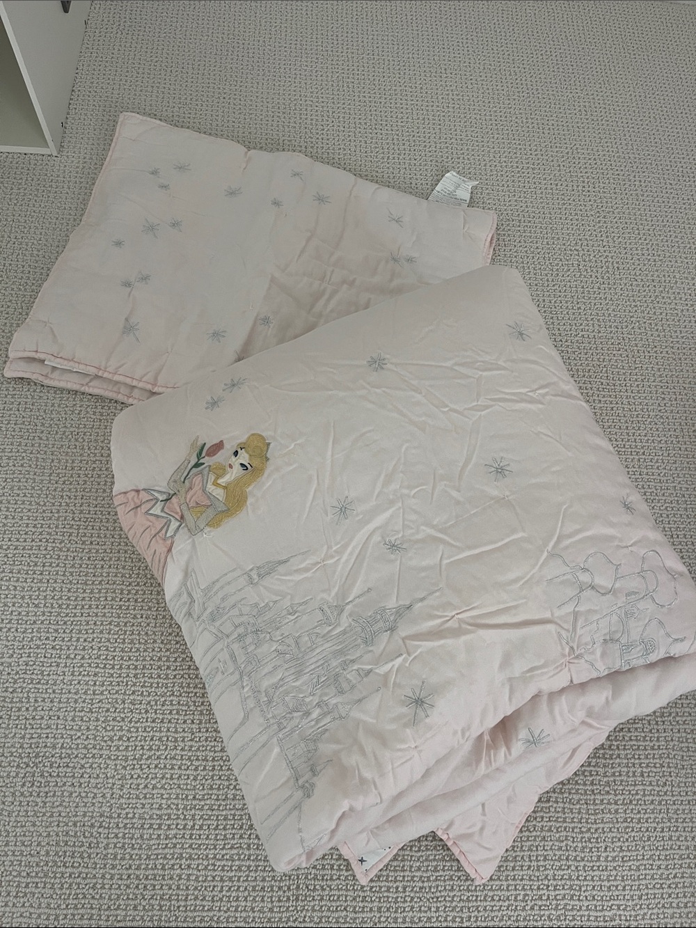 Pottery Barn Kids Pale Pink Princess Embroidered Comforter